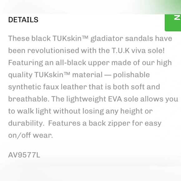 T.U.K platform moto sandal Gladiator style Black TUKskin™ size 7 sold out - Picture 6 of 12